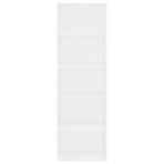 5-Tier Book Cabinet White 60x30x189 cm Engineered Wood