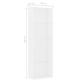 5-Tier Book Cabinet White 60x30x189 cm Engineered Wood - Rear View