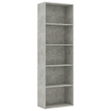 5-Tier Book Cabinet Concrete Grey 60x30x189 cm Engineered Wood - Front View