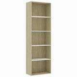 5-Tier Book Cabinet White and Sonoma Oak 60x30x189 cm Engineered Wood