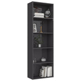 5-Tier Book Cabinet High Gloss Grey 60x30x189 cm Engineered Wood