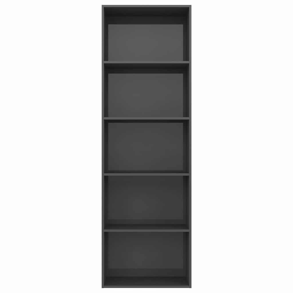 5-Tier Book Cabinet High Gloss Grey 60x30x189 cm Engineered Wood