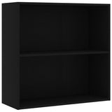 2-Tier Book Cabinet Black 80x30x76.5 cm Engineered Wood - Front View