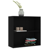 2-Tier Book Cabinet Black 80x30x76.5 cm Engineered Wood - 45-Degree Angle