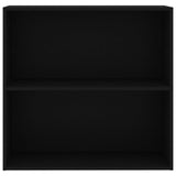 2-Tier Book Cabinet Black 80x30x76.5 cm Engineered Wood - Side View