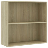 2-Tier Book Cabinet Sonoma Oak 80x30x76.5 cm Engineered Wood - Front View