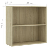 2-Tier Book Cabinet Sonoma Oak 80x30x76.5 cm Engineered Wood - Rear View