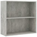 2-Tier Book Cabinet Concrete Grey 80x30x76.5 cm Engineered Wood - Front View