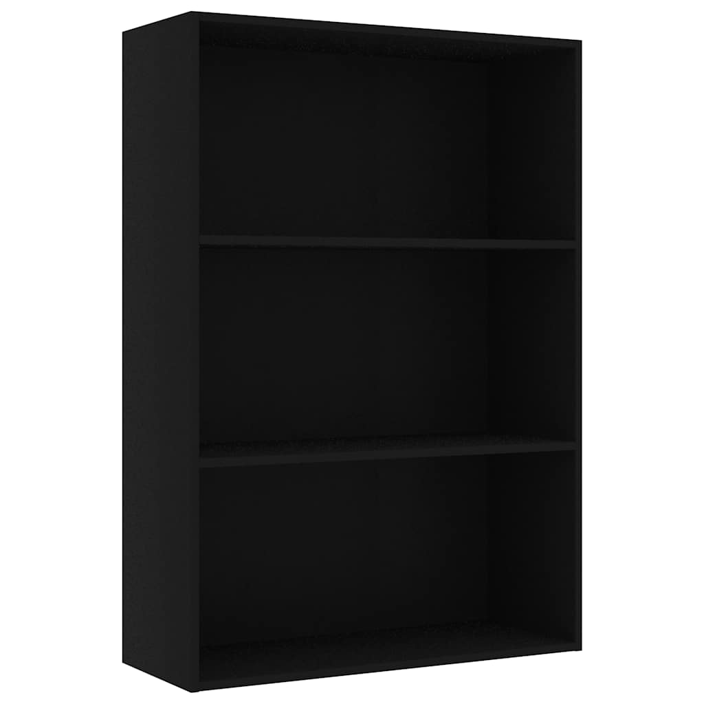 3-Tier Book Cabinet Black 80x30x114 cm Engineered Wood