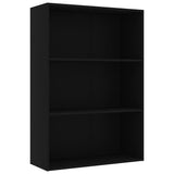 3-Tier Book Cabinet Black 80x30x114 cm Engineered Wood