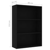 3-Tier Book Cabinet Black 80x30x114 cm Engineered Wood - Rear View