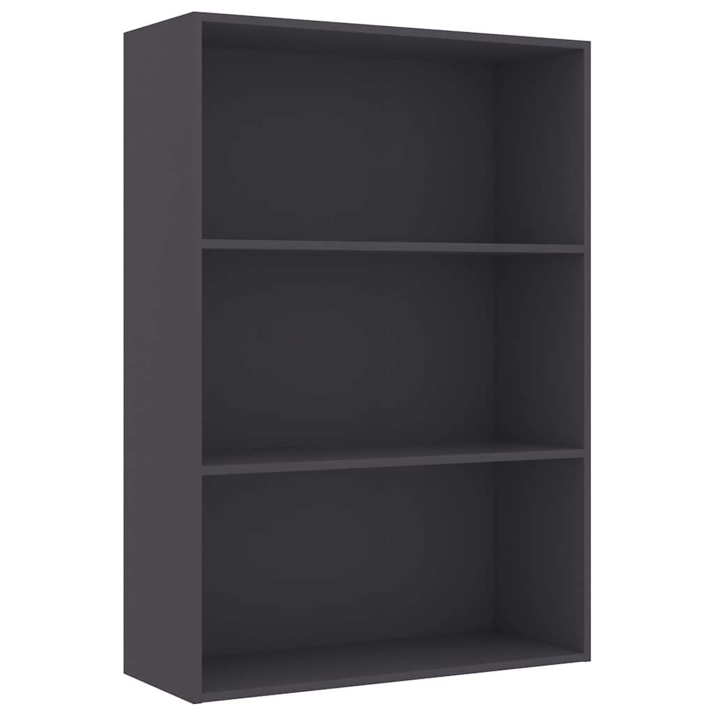 3-Tier Book Cabinet Grey 80x30x114 cm Engineered Wood