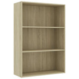 3-Tier Book Cabinet Sonoma Oak 80x30x114 cm Engineered Wood - Front View