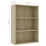 3-Tier Book Cabinet Sonoma Oak 80x30x114 cm Engineered Wood - Rear View