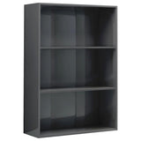 3-Tier Book Cabinet High Gloss Grey 80x30x114 cm Engineered Wood