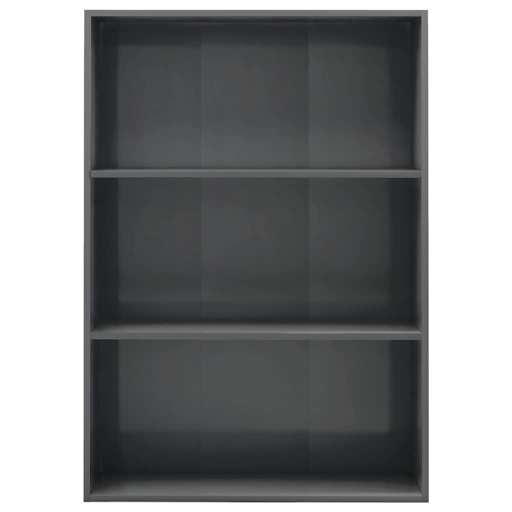 3-Tier Book Cabinet High Gloss Grey 80x30x114 cm Engineered Wood