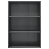 3-Tier Book Cabinet High Gloss Grey 80x30x114 cm Engineered Wood - Top-Down View