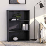 3-Tier Book Cabinet High Gloss Grey 80x30x114 cm Engineered Wood