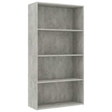 4-Tier Book Cabinet Concrete Grey 80x30x151.5 cm Engineered Wood - Front View