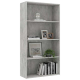 4-Tier Book Cabinet Concrete Grey 80x30x151.5 cm Engineered Wood - Side View