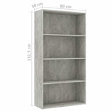 4-Tier Book Cabinet Concrete Grey 80x30x151.5 cm Engineered Wood