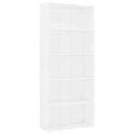 5-Tier Book Cabinet White 80x30x189 cm Engineered Wood