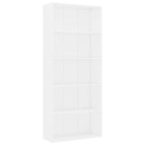 5-Tier Book Cabinet White 80x30x189 cm Engineered Wood - Front View