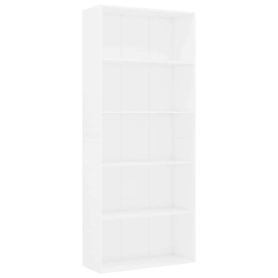 5-Tier Book Cabinet White 80x30x189 cm Engineered Wood