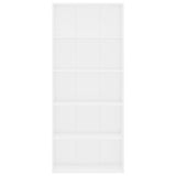 5-Tier Book Cabinet White 80x30x189 cm Engineered Wood