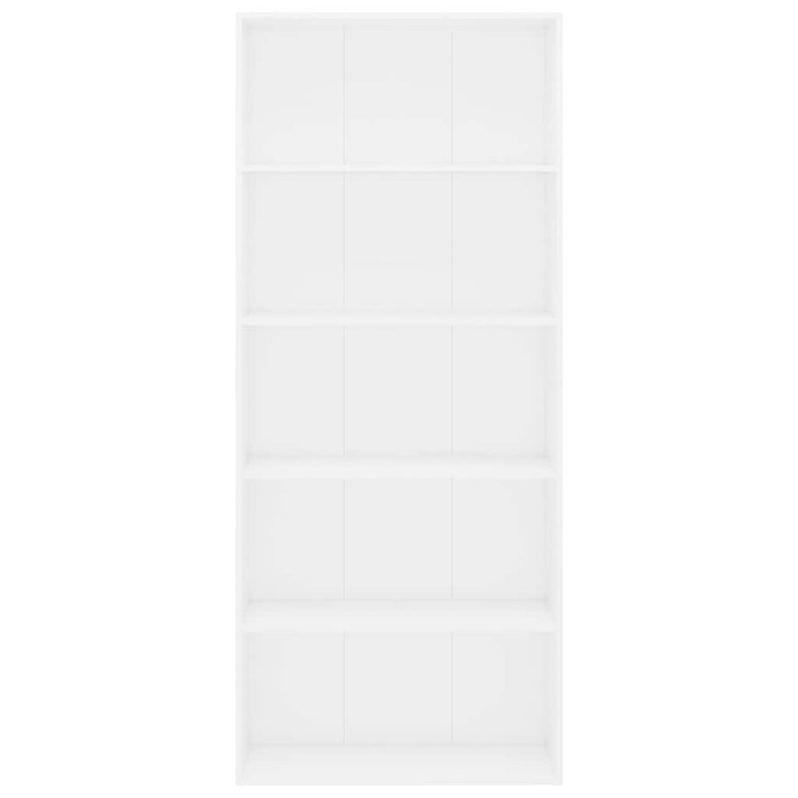 5-Tier Book Cabinet White 80x30x189 cm Engineered Wood