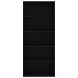 5-Tier Book Cabinet Black 80x30x189 cm Engineered Wood