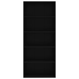 5-Tier Book Cabinet Black 80x30x189 cm Engineered Wood - Top-Down View