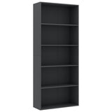 5-Tier Book Cabinet Grey 80x30x189 cm Engineered Wood