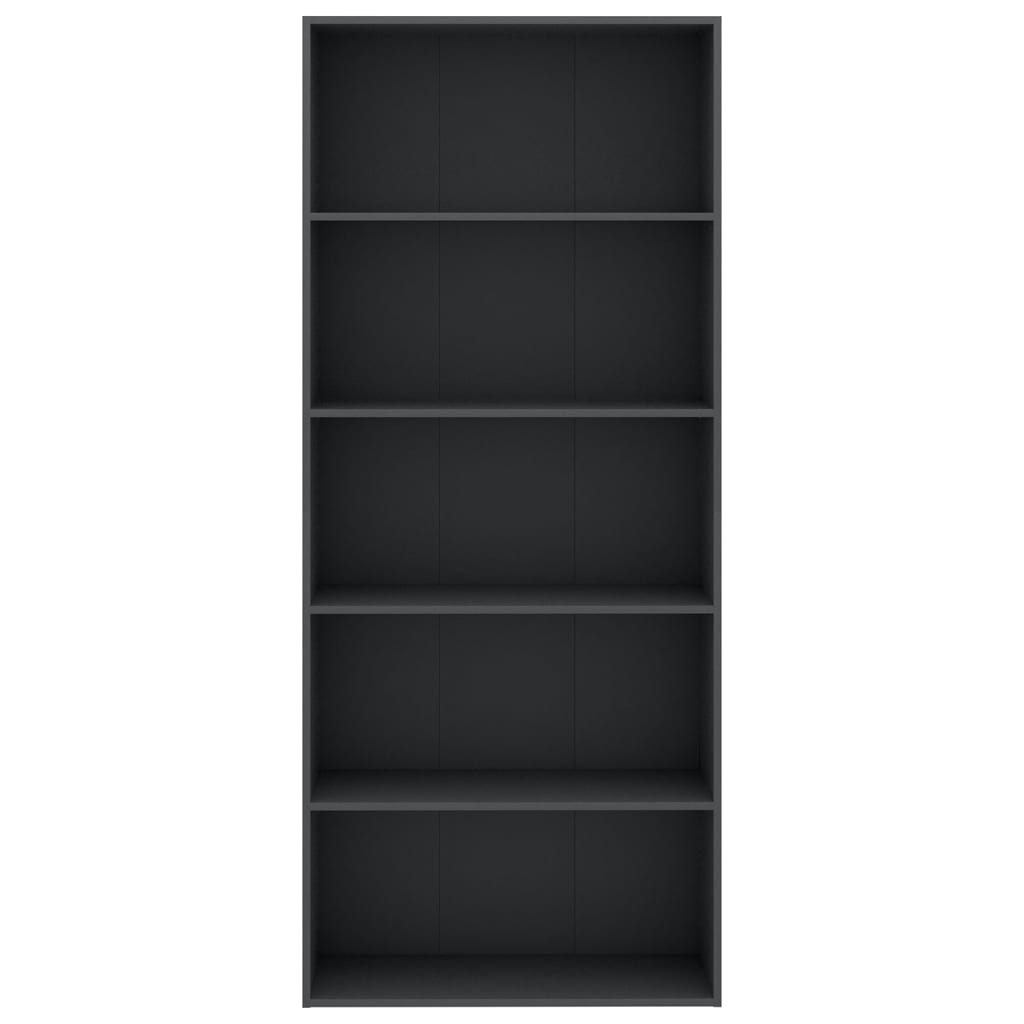 5-Tier Book Cabinet Grey 80x30x189 cm Engineered Wood
