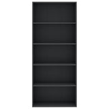 5-Tier Book Cabinet Grey 80x30x189 cm Engineered Wood