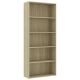 5-Tier Book Cabinet Sonoma Oak 80x30x189 cm Engineered Wood - Front View