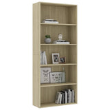5-Tier Book Cabinet Sonoma Oak 80x30x189 cm Engineered Wood - Side View