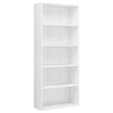5-Tier Book Cabinet High Gloss White 80x30x189 cm Engineered Wood