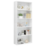 5-Tier Book Cabinet High Gloss White 80x30x189 cm Engineered Wood - Side View