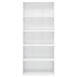 5-Tier Book Cabinet High Gloss White 80x30x189 cm Engineered Wood