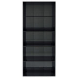 5-Tier Book Cabinet High Gloss Black 80x30x189 cm Engineered Wood - Top-Down View