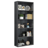 5-Tier Book Cabinet High Gloss Grey 80x30x189 cm Engineered Wood