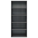 5-Tier Book Cabinet High Gloss Grey 80x30x189 cm Engineered Wood