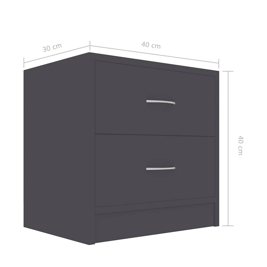 Bedside Cabinet Grey 40x30x40 cm Engineered Wood