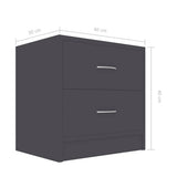 Bedside Cabinet Grey 40x30x40 cm Engineered Wood