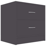 Bedside Cabinets 2 pcs Grey 40x30x40 cm Engineered Wood - Side View