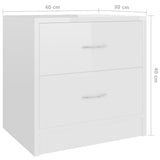 Bedside Cabinet High Gloss White 40x30x40 cm Engineered Wood - Rear View