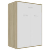 Shoe Cabinet White and Sonoma Oak 60x35x84 cm Engineered Wood - Front View