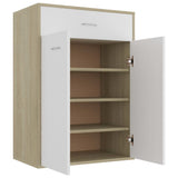 Shoe Cabinet White and Sonoma Oak 60x35x84 cm Engineered Wood - Side View