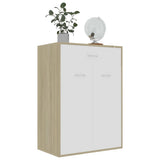 Shoe Cabinet White and Sonoma Oak 60x35x84 cm Engineered Wood
